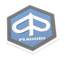 Emblema «Piaggio» per incollaggio esagonale in alluminio 25 x 30 mm per cascata per Vespa PX, PE 80, 125, 200