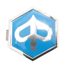 Emblème " Piaggio " pour bouchon 6-cornes 32x37mm lisse bleu / argent