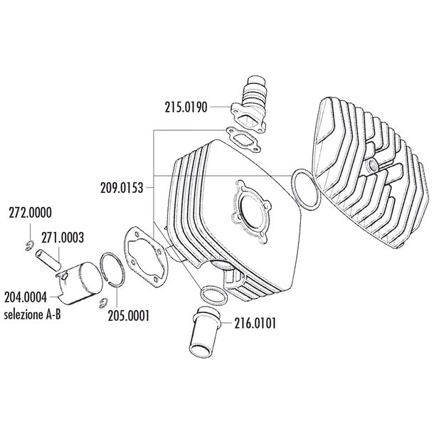 Juego de pistones Polini serie 6000 48mm (D) para ciclomotores Sachs