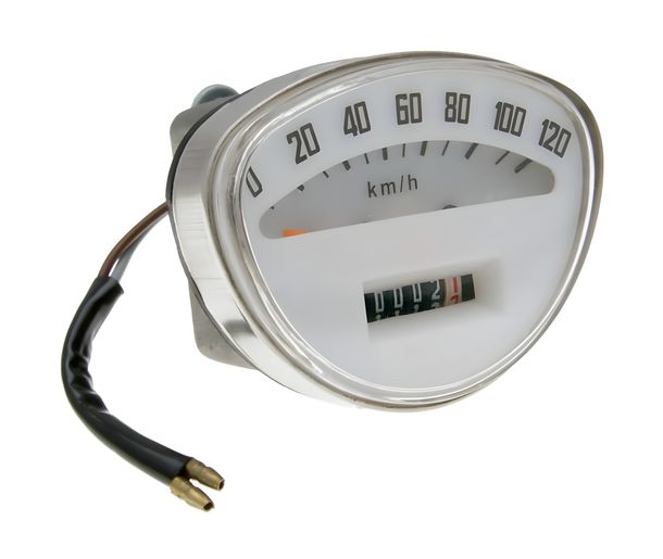 blanc tachymétrique, max 120 kmh pour Vespa Rally 180, 200 Rally, Sprint, PV125