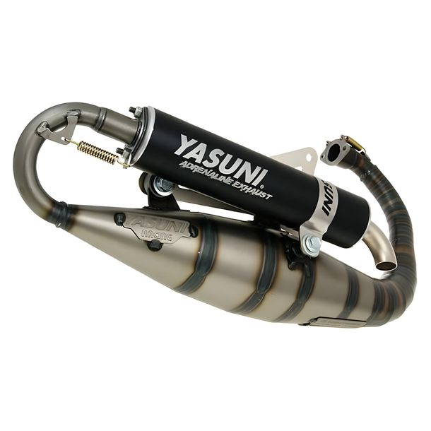 Auspuffanlage Yasuni Carrera 16 schwarz für Minarelli stehend, Yamaha BWS NG, MBK Booster Aprilia SR AC Rocket Bump Slider Stunt Spy Amico Spirit GL