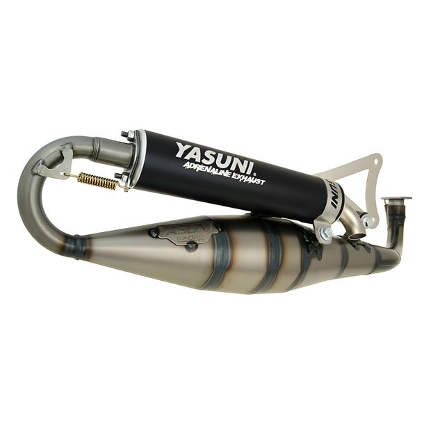 Auspuffanlage Yasuni Carrera 16 schwarz für Minarelli liegend, Yamaha Aerox Cat, Aprilia SR Racing LC Malaguti F12 Phantom AC Neos MBK Nitro Jog RR WWW