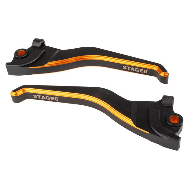 Stage6 CNC tweekleurige remhendelset voor Yamaha AeroX/MBK Nitro Zwart-Oranje