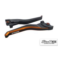 Jeu de leviers de frein Stage6 CNC double couleur Yamaha Aerox/ MBK Nitro Noir-Orange