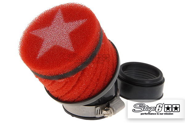 Filtro Aria Racing Stage6 Corto Rosso Stage6 per Keihin PWK/Stage6 R/T 48mm Attacco