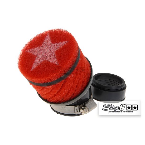 Filtr powietrza wyścigowy Stage6 krótki czerwony Stage6 dla Keihin PWK/Stage6 R/T 48mm Połączenie