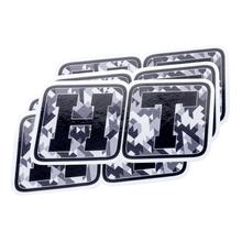 Adesivi 10 x pesanti - Tuned, logo compreso il bianco writ - Sfondo nero.