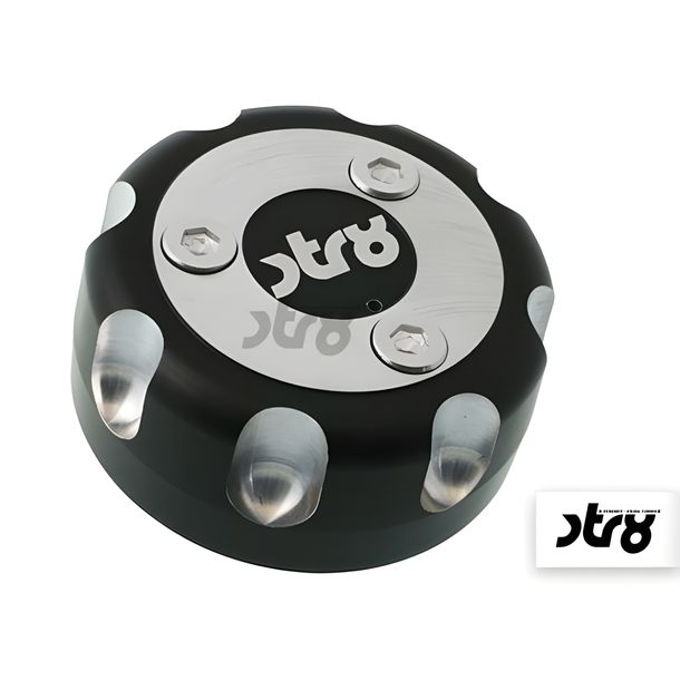 Tankdeckel STR8 CNC Racing für Yamaha / MBK / für Derbi Senda schwarz(AUSLAUF)