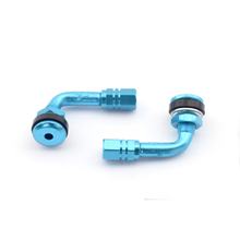 Kit de 2 soupapes de moto anodisées 90° bleu