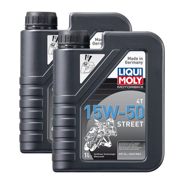 2x LIQUI MOLY 2555 Motorbike 4T Street Motorrad Motoröl Engine Oil 15W-50 1L – Bild 1