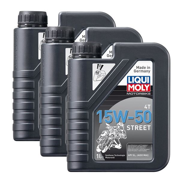 3x Liqui Moly 2555 Motorbike 4T Street Motorrad Motoröl Engine Oil 15W-50 1L
