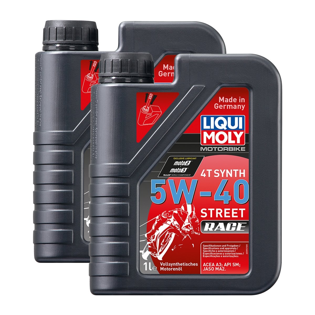 2x LIQUI MOLY 2592 Motorbike 4T Racing Synth Street Race Motoröl 5W-40 1L