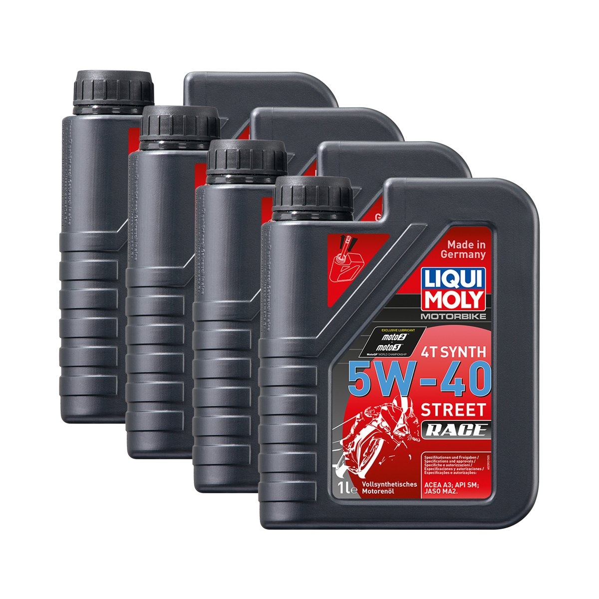 Liqui Moly 4x 2592 Motorbike 4T Racing Synth Street Race Motoröl 5W-40 1L