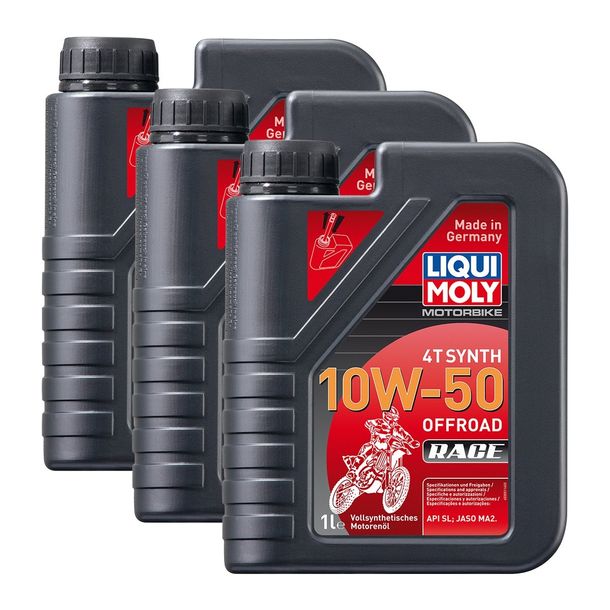 3x Liqui Moly 3051 motocicleta 4T sintetizador aceite de motor offroad race 10W-50 1L