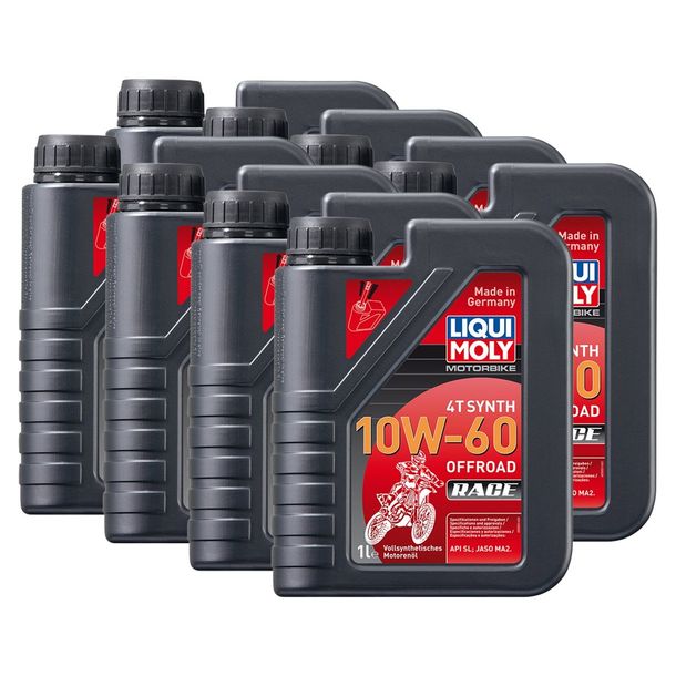 8 x Huile moteur synthé 4T Liqui Moly 3053 pour moto Offroad Race 10W-60 1L
