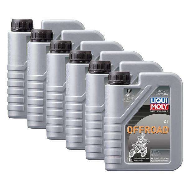 6 x Liqui Moly 3065 moto 2T olio motore fuoristrada enduro quad motoslitta 1L