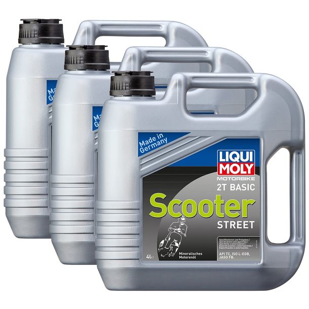 Liqui Moly 1237, olio per motore a 2 tempi, base, per scooter da strada, 4 l, confezione da 3