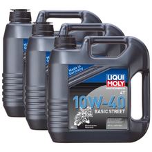 3x Liqui Moly 3046 Motorbike 4T Motoröl Basic Street 10W-40 4L