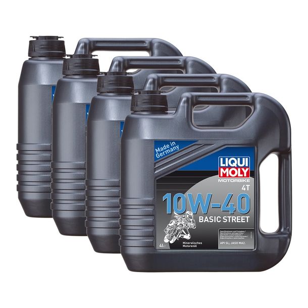 4x Liqui Moly 3046 Motorbike 4T Motoröl Basic Street 10W-40 4L