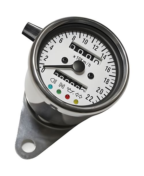 Edelstahl-Tacho, 1000 RPM, Ø 60 mm, Ziffernblatt weiß, blau illuminierend