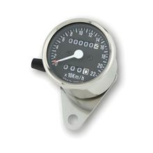 Edelstahl-Tacho, 1400 RPM, Ø 60 mm, Ziffernblatt schwarz, weiße Beleuchtung