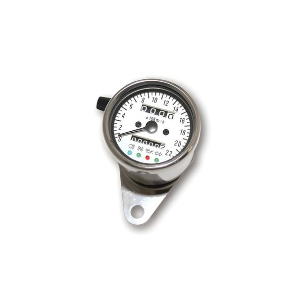 Stainless steel speedometer, 1400 RPM, Ø 60 mm, dial white, white illuminating