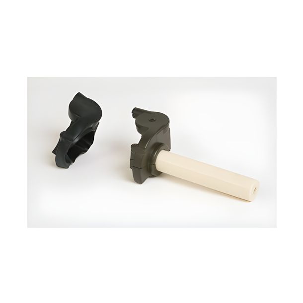 Manopola acceleratore per ATV+MX in alluminio con protezione in gomma, corsa corta 90°, nero.