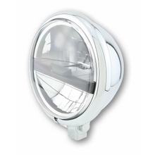 Phare LED HIGHSIDER 5 3/4 pouces BATES STYLE TYPE 5, chromé, ouverture noire, fixation inférieure.