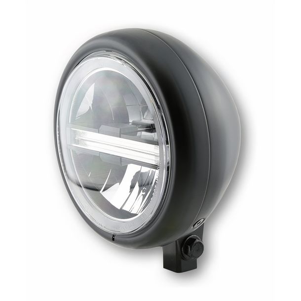Scheinwerfer Highsider Pecos Typ 6 5 ¾ Zoll Standlichtring LED mattschwarz mit TFL