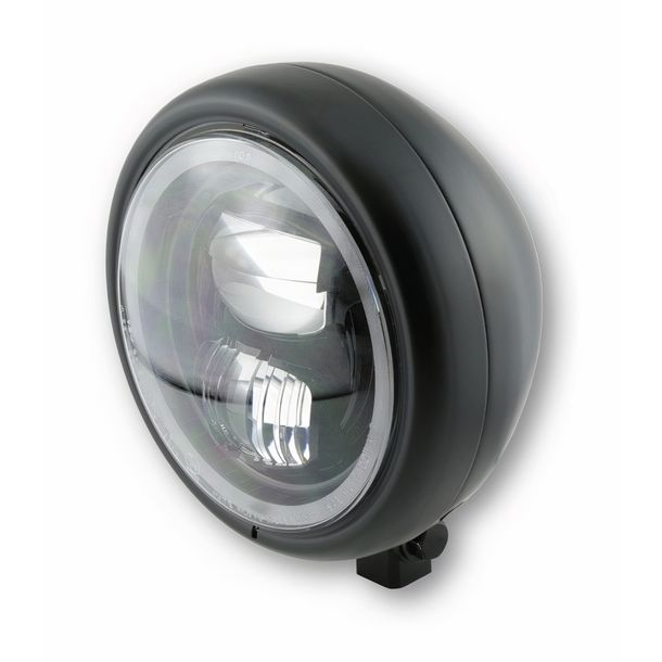 Scheinwerfer Highsider Pecos Typ 7 5 ¾ Zoll Standlichtring LED mattschwarz mit Standlichtring
