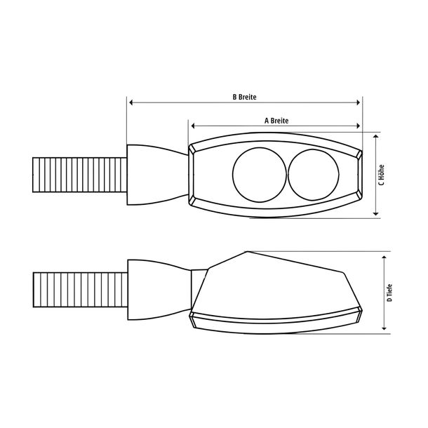 Blinker Highsider Pen Head LED klares Glas schwarz