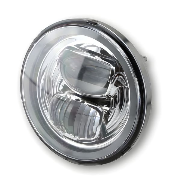 Wkład lampy przedniej Highsider Typ 7 LED z pierścieniem światła postojowego, okrągły, chromowany, 5 3/4 cala