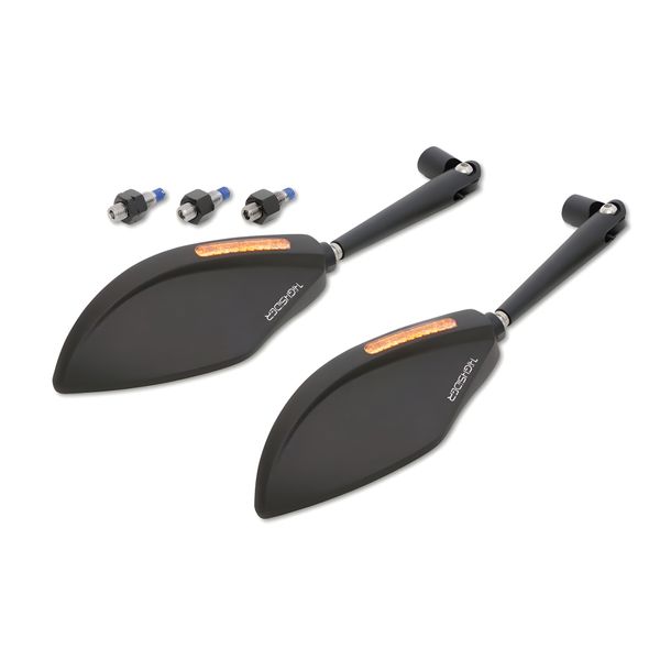 Spiegel Highsider Torezzo schwarz eloxiert mit LED Blinker