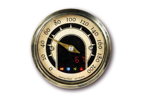 motogadget analog Tacho mst vintage, mit Messingring