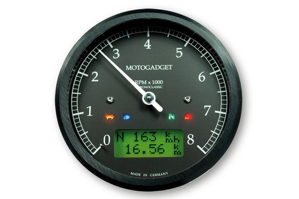 motogadget Chronoclassic Drehzahlmesser -8.000 U/min, grüne LCD Anzeige