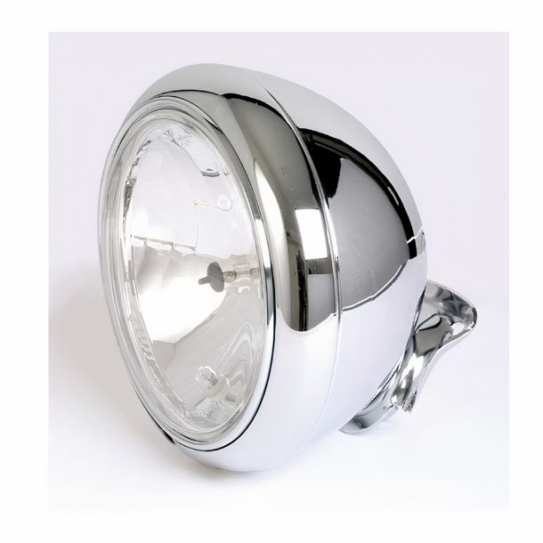 SHIN YO 7 Zoll HD-STYLE Chromscheinwerfer, klares Glas (Prismenreflektor), untere Befestigung