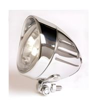 Phare avant chromé SHIN YO 90mm BULLET RAINURÉ avec visière, en bas Ref.