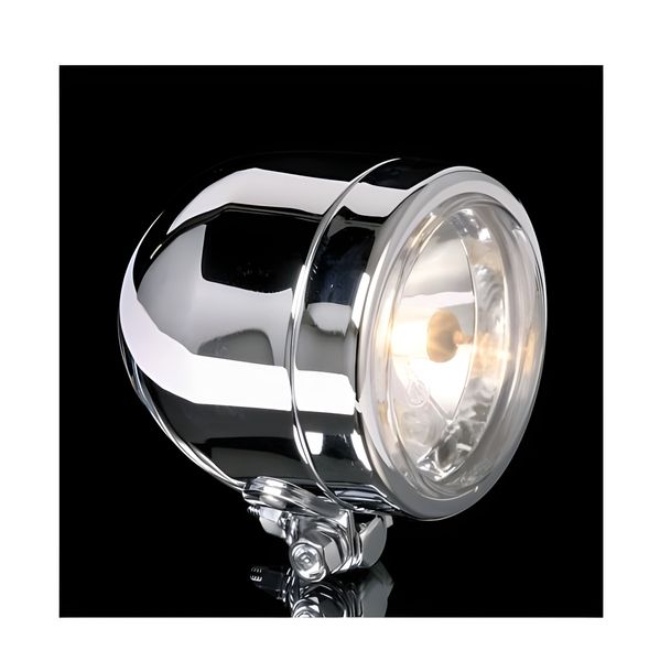 Faro anteriore cromato SHIN YO 90mm, con attacco inferiore, anabbagliante