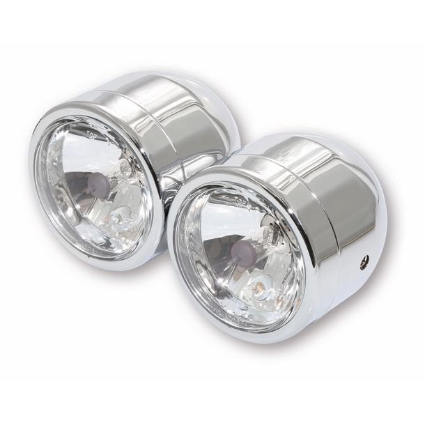 Faro abbagliante doppio SHIN YO, cromato, 2x H4 55/60