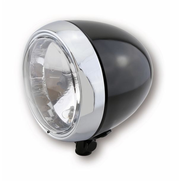 SHIN YO main headlight, shiny blackk with chrome ring