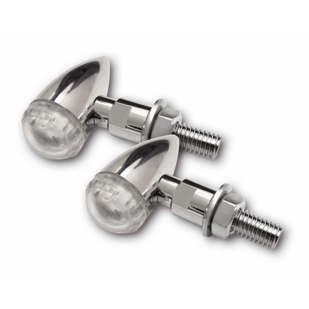 Indicatore LED SHIN YO Hi-power PB 2, corpo in alluminio, cromato, lente trasparente