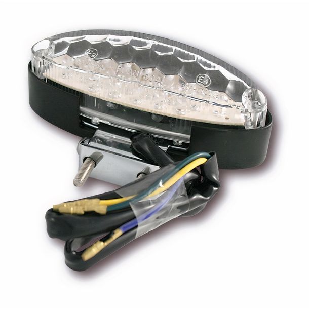 Fanale posteriore mini SHIN YO LED trasparente, su staffa regolabile, nero