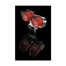 SHIN YO LED-Mini-Rücklicht, rund , mit Halter, Glas rot/transparent, verchromt