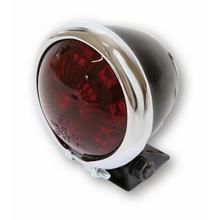 SHIN YO LED-Rücklicht BATES STYLE, schwarzes Gehäuse m. Chromrahmen, rotes Glas