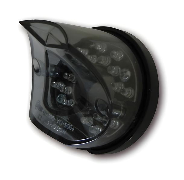Fanale posteriore a LED SHIN YO MADISON, base rotonda nera, vetro colorato