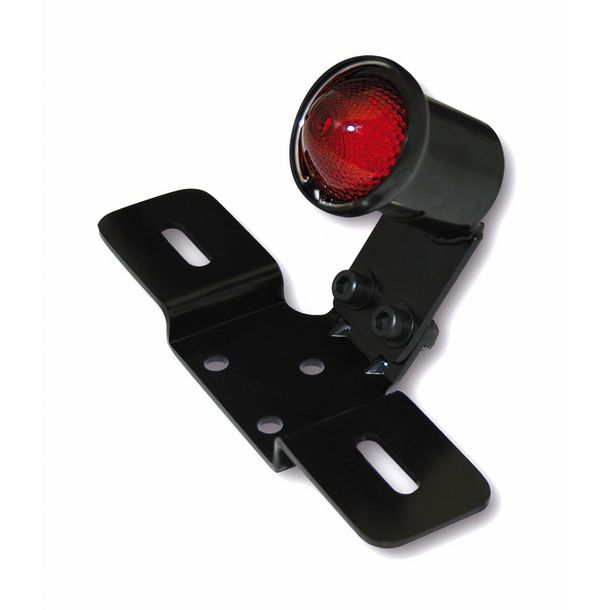 SHIN YO LED-Rücklicht OLD SCHOOL TYP3, schwarz, rotes Glas, mit Nr.-Schildhalter