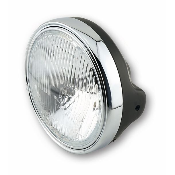 Faro SHIN YO LTD, 7 pulgadas, inserto H4 con vidrio en relieve, negro brillante