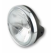 SHIN YO LTD-Scheinwerfer, 7 Zoll, H4-Einsatz mit geprägtem Glas, schwarz glänzend