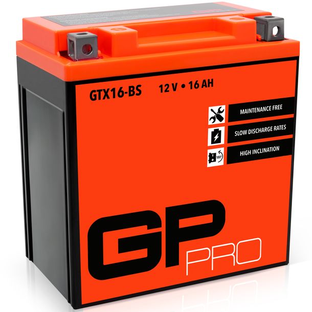 GP-PRO Gel Batteria 12V 16Ah GTX16-BS Batteria scooter / moto, precaricata sigillata senza manutenzione simile YTX16-BS / CTX16-BS / YTX16-4