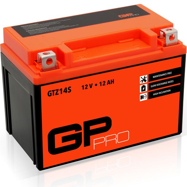 GP-PRO Gel-Batterie 12V 12Ah GTZ14S Rollerbatterie / Motorradbatterie, wartungsfrei versiegelt vorgeladen ähnlich YTZ14S-BS / CTZ14S / YTZ14-S